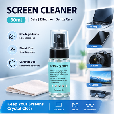 30mL-120mL Pembersih Elektronik Bebas Garis - dengan Kain untuk Monitor Game, Headset VR & Kacamata Pintar