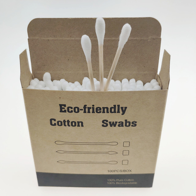 Pakai Kayu 100 pcs Bambu Cotton Buds Swab