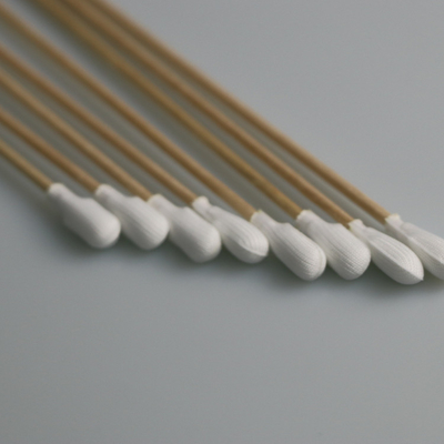 Polyester Industrial Cotton Swab Tip Presisi Lint Gagang Kayu Gratis