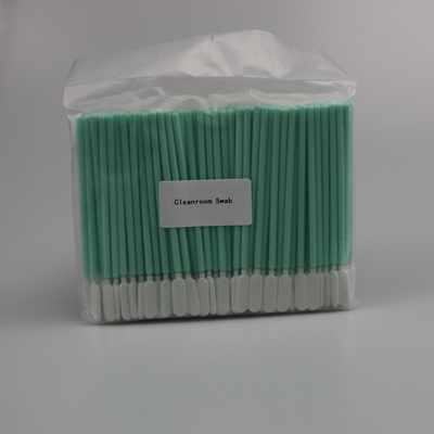 Cleanroom Paddle Head Green Rigid Handle Polyester Swab Dengan Panjang 102mm