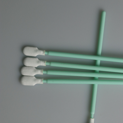 Cleanroom Paddle Head Green Rigid Handle Polyester Swab Dengan Panjang 102mm