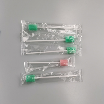 Swab Perawatan Mulut Berkode Warna Paket Tunggal Bunga Bulat Tip Sponge Hijau / Pink Untuk Rumah Medis Sertifikat SGS
