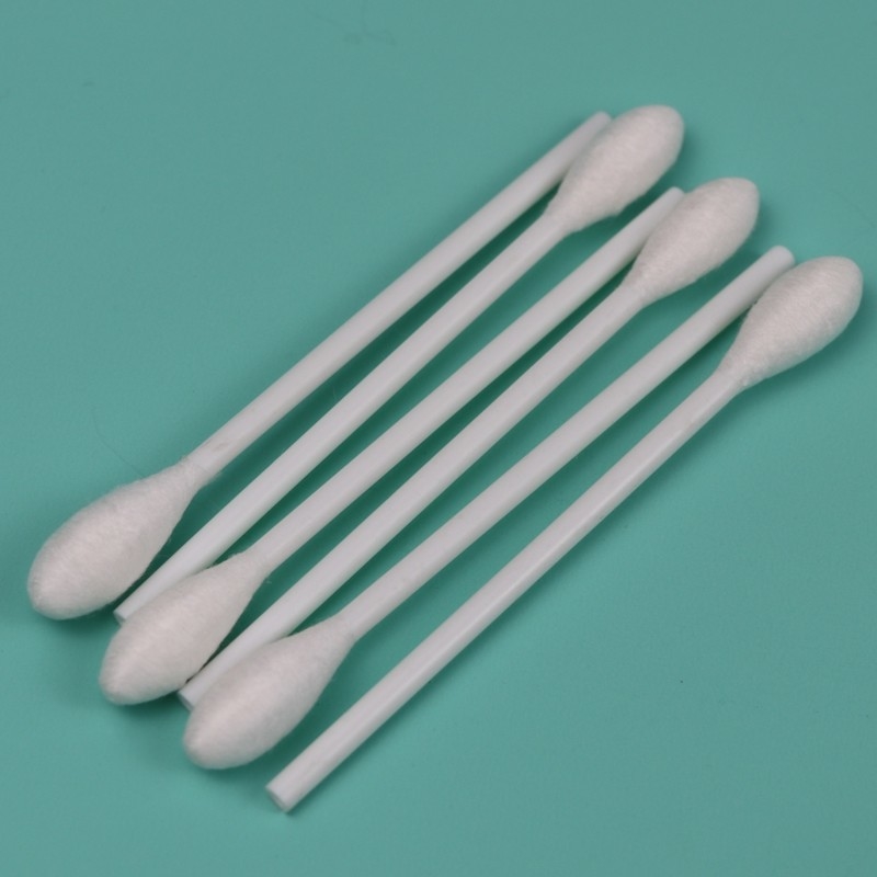 Aplikator Swab Kotton Bud Disposable 9.6mm Kepala Besar Bulat Dengan Genggam Plastik