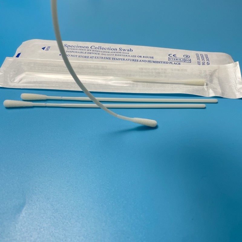 150mm Panjang Steril EO Foam Sampling Swabs untuk Pengumpulan Sampel Bebas kuman yang Aman