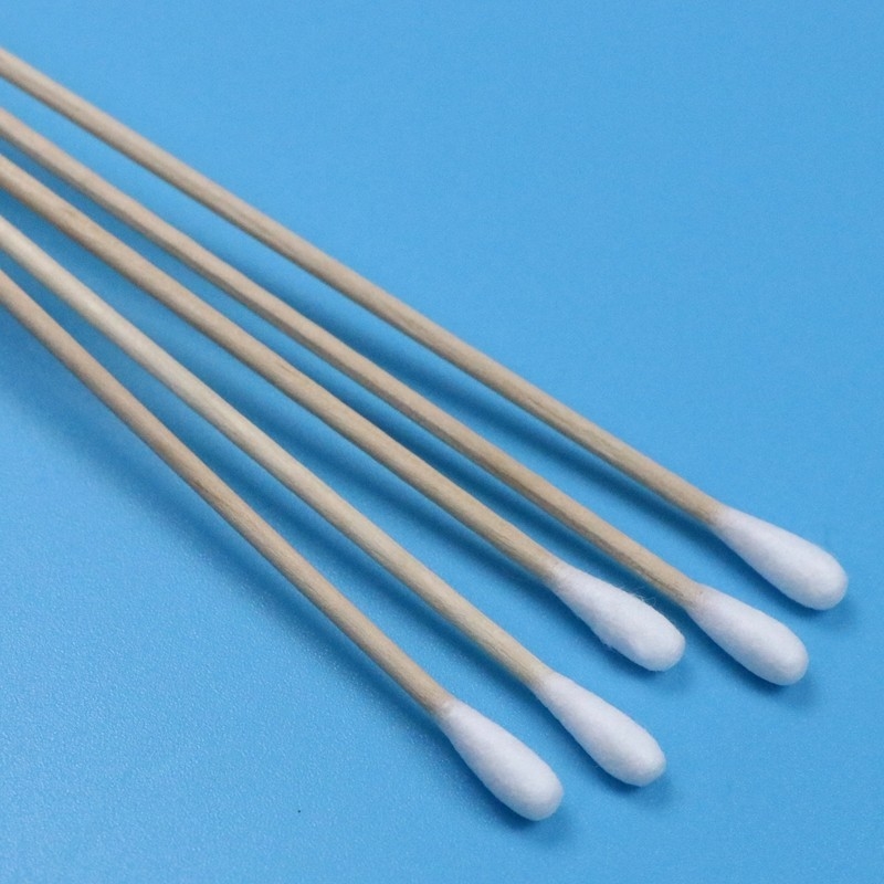 CA-006 Biodegradable Long Wooden Stick Kamar Bersih Q Tips Pembersih Swab Stik