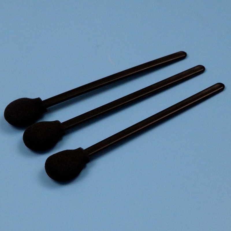 708 Lint Free Round Sponge Stick Black Cleanroom Foam Swab untuk Pembersihan Mobil