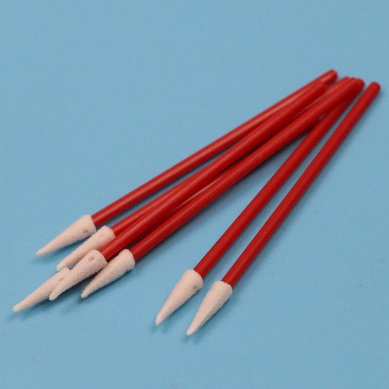 TX750 Lint Free Mini Pointed Sponge Stick Pembersih Mobil Kecil Swab Foam Kamar Bersih yang Dikompresi dengan Genggam Merah