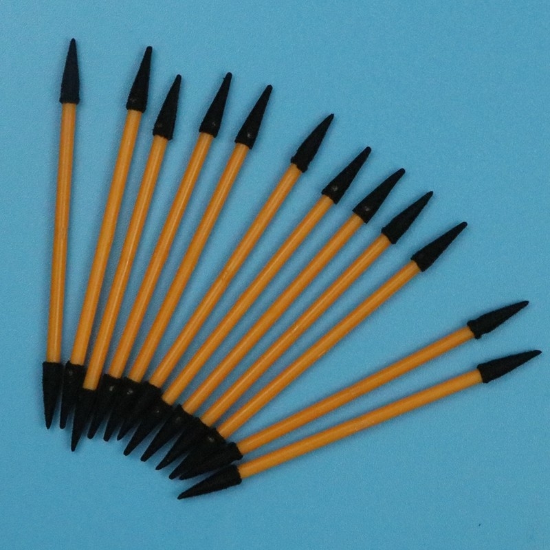 TX750 Lint Free Orange Handle Mini Pointed Sponge Stick Double Ended Small Cleanroom Foam Swab untuk Pembersihan Rincian