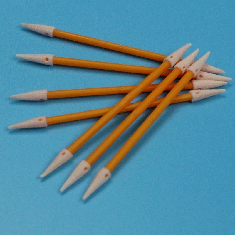 TX750 Double Ended Mini Sponge Swab Compressed Small Cleanroom Detail Foam Swab dengan Orange Stick
