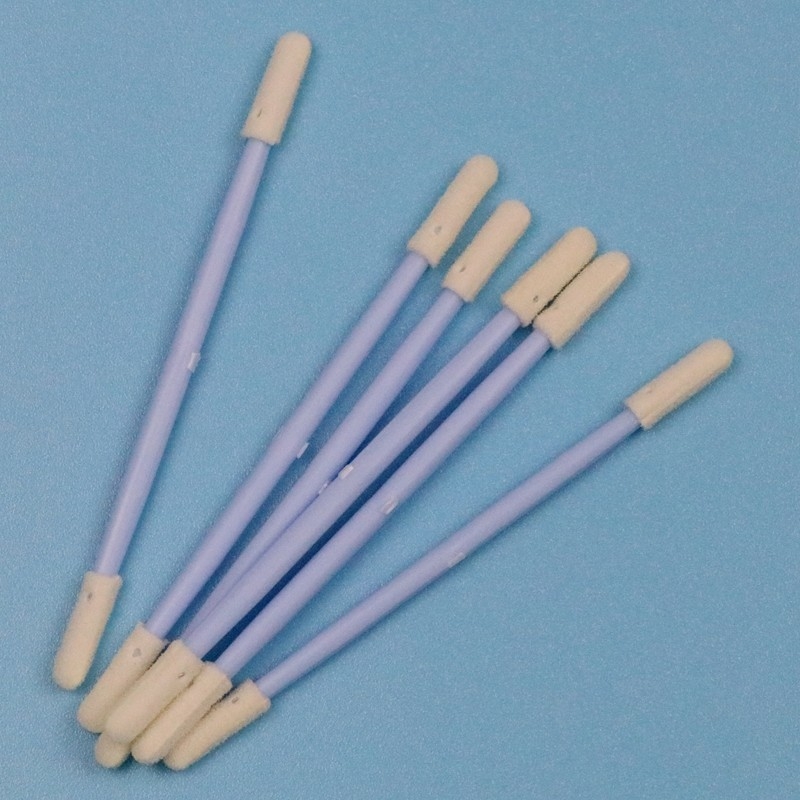 TX742 Lint Free Blue Handle Double Ended Mini Sponge Stick Compressed Small Cleanroom Foam Swab untuk Pembersihan Detil