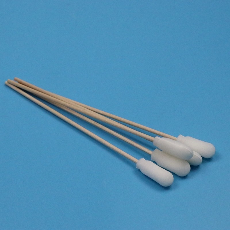 15cm Disposable Wooden Stick Sponge Stick Medical Foam Swab Applicator dengan Cotton Bud Inside