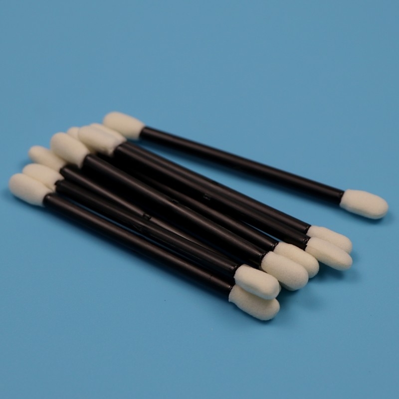 Lint Free Double End Compressed Small Cleanroom Swab Mobil Pembersih Swab busa dengan pegangan hitam