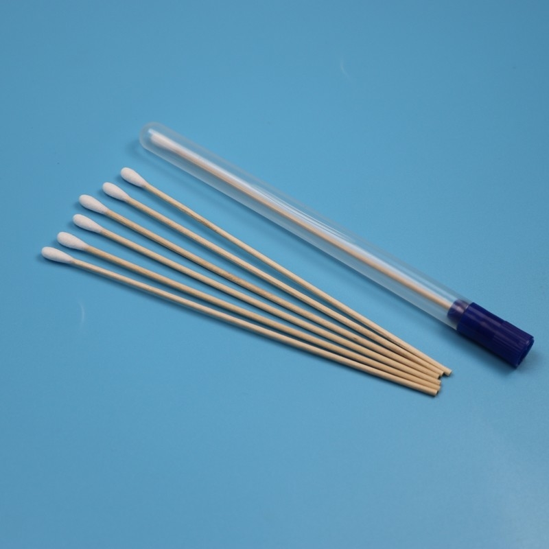 Satu kali pakai kayu tongkat kapas ujung oral swab steril sampel koleksi swab dengan tabung VTM Kit