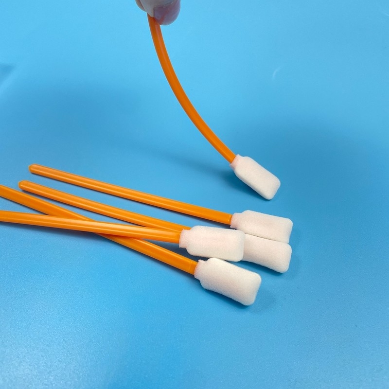 Multi Purpose 5 Inch Pembersih Swabs Oranyeu Bentuk persegi panjang Tip busa tahan lama PP Handle Non Shedding Desain