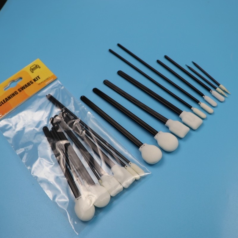Portable Black Handle Sponge Foam Swab Precision Cleaning Swab Kit Kit Pembersih Mobil