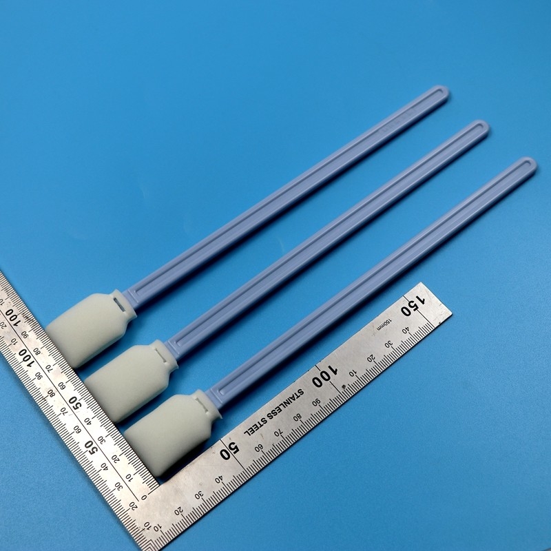 228mm Lint Free Blue Long Handle Swab Ruang Bersih persegi panjang Swab Foam Printer Format Besar
