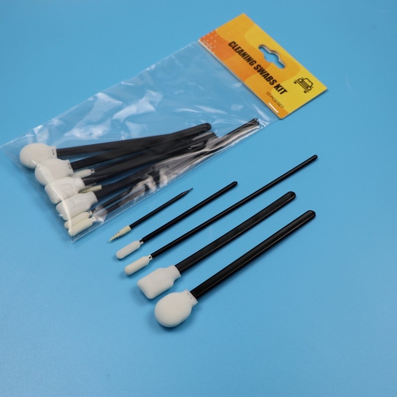 Portable Lint Free Sponge Detailing Swab Precision Cleaning Care Care Foam Swab dengan Handle Hitam