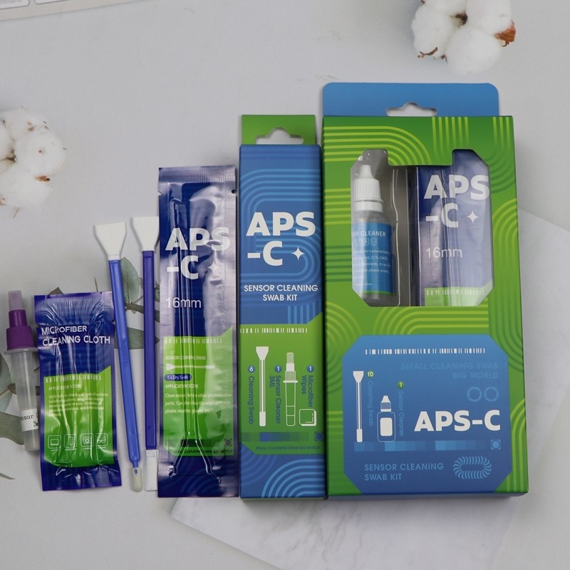 3 In 1 Portable Double Ended Microfiber Sensor Swab Kit Pembersihan Kamera APS-C Dengan Solusi