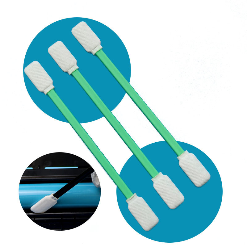 TX714 Lap Bebas Serat Persegi Datar ESD Polyester Swab Pembersihan Permukaan Swab Ruang Bersih dengan Kepala Ganda