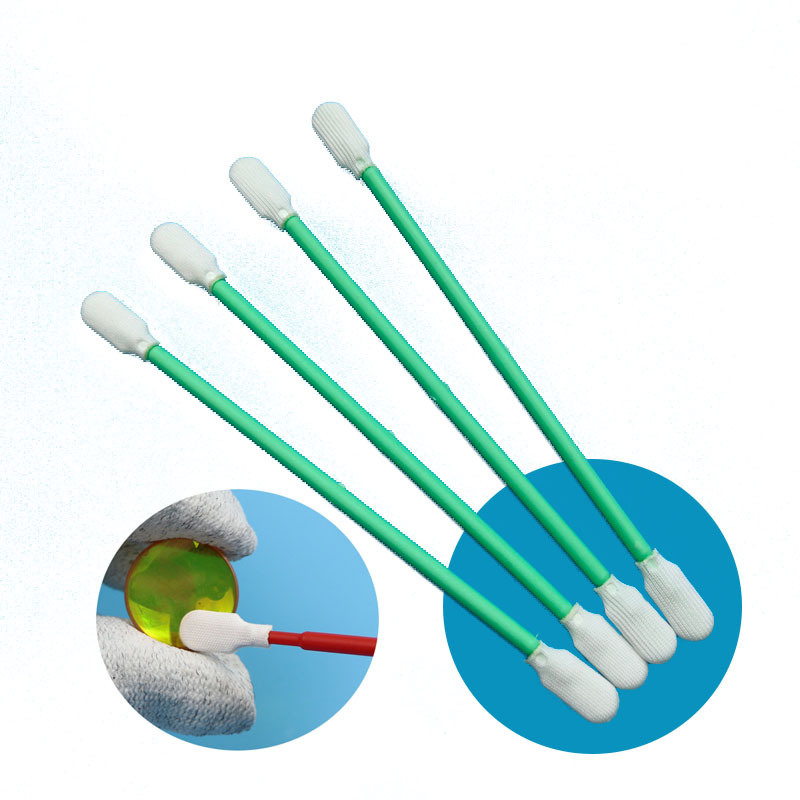 Tongkat Pembersih Kepala Paddle Bebas Serat ESD Cleanroom Swab Pembersih Optik Polyester Swab dengan Kepala Ganda