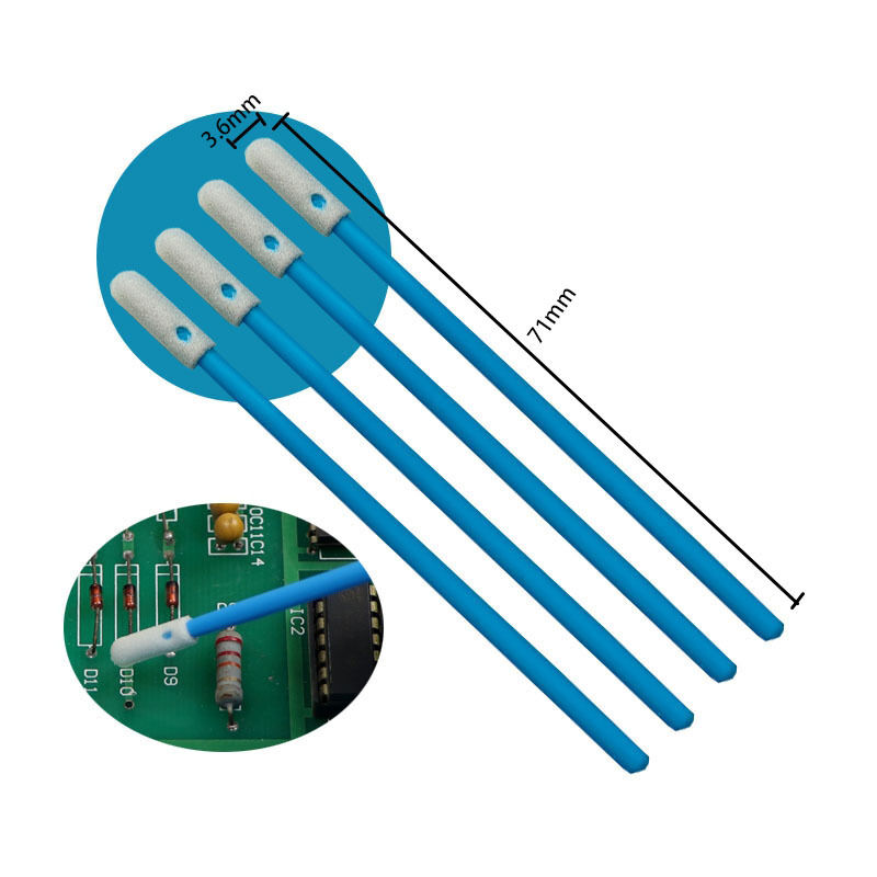742 Bebas Serat Pegangan Biru 3.6Mm Penyeka Spons Presisi Ujung Busa Pembersih Elektronik Penyeka Detail untuk Ruang Bersih