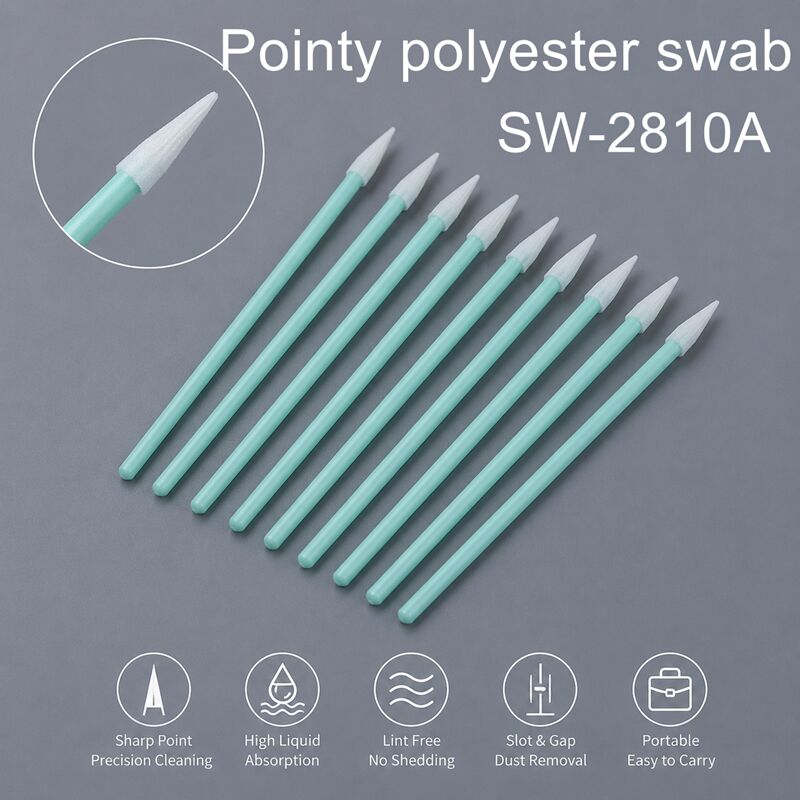 Swab Polyester Titik tajam untuk Elektronik Lensa Optik PCB Keyboard Gap Cleaning High Absorbency 75mm