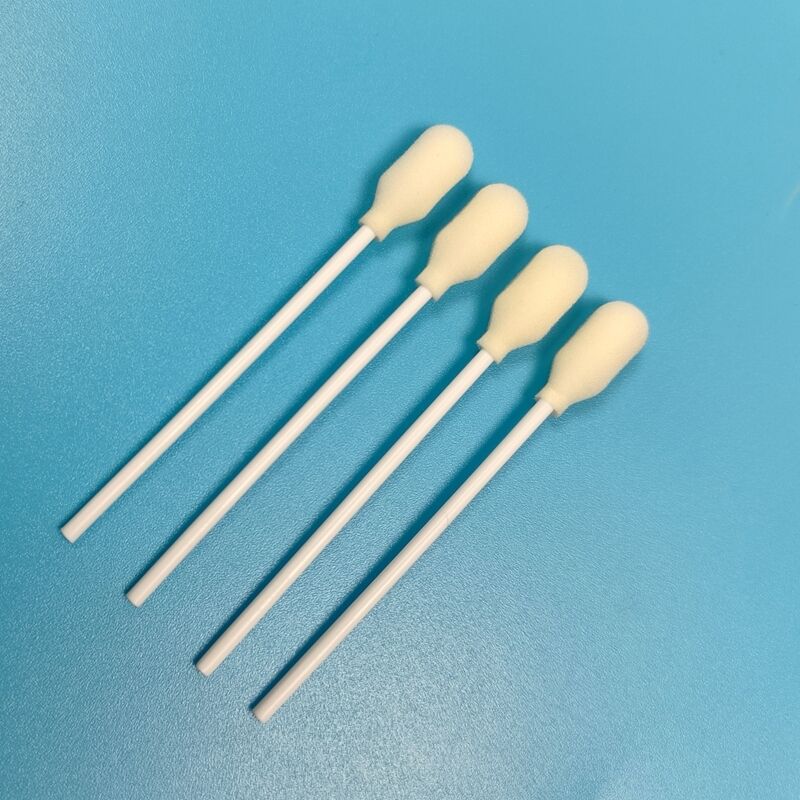 Penutup busa PP Stick Putih sekali pakai Sponge Sponge Stick Sponge Tip Swab untuk pengujian medis