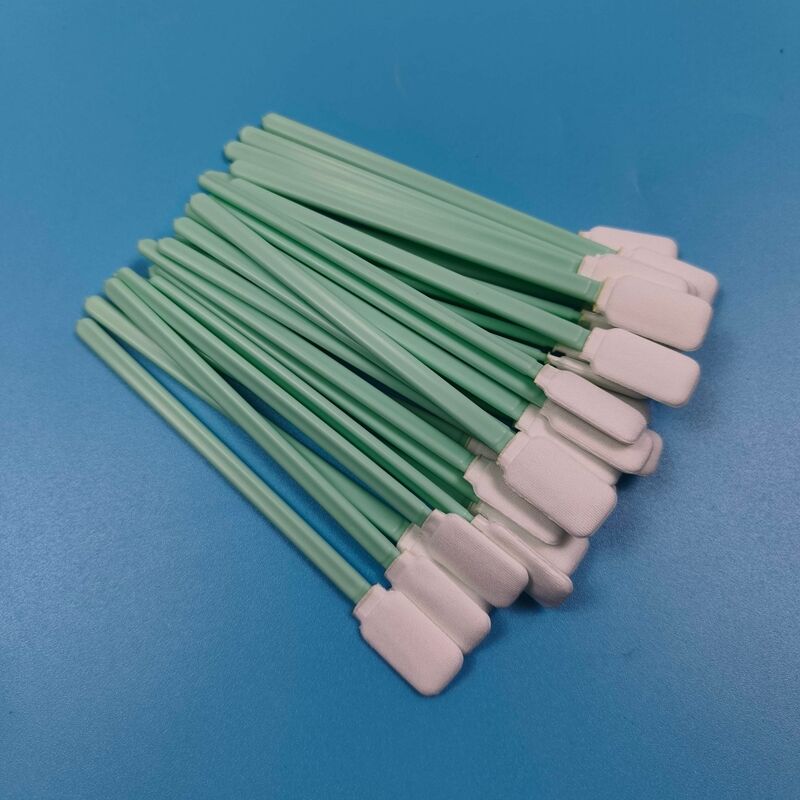 714 Green Handle Lint Free Swab Flat Square Cleanroom Swab Pembersih Presisi Poliester Swab untuk Pembersihan Lensa